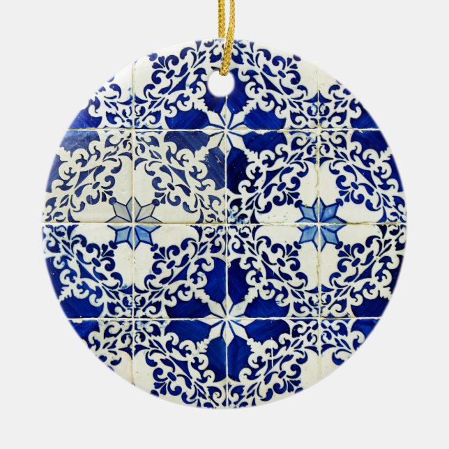Blue, Portuguese Tiles Ceramic Ornament (Front)