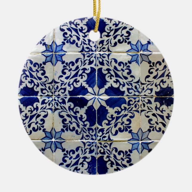 Blue, Portuguese Tiles Ceramic Ornament (Front)
