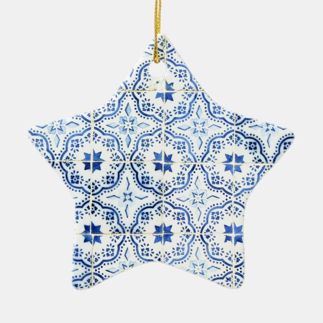 Blue, Portuguese Tiles Ceramic Ornament (Front)
