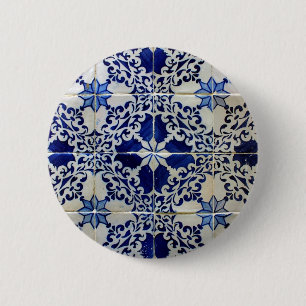 Blue, Portuguese Tiles Pinback Button