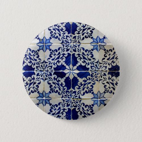 Blue Portuguese Tiles Pinback Button