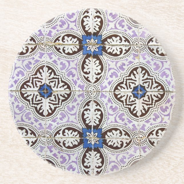 Blue, Portuguese Tiles Sandstone Coaster (Front)