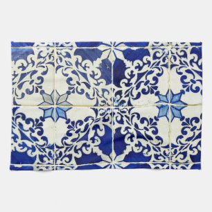 Blue, Portuguese Tiles Towel