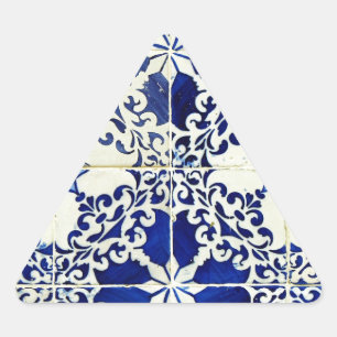 Blue, Portuguese Tiles Triangle Sticker