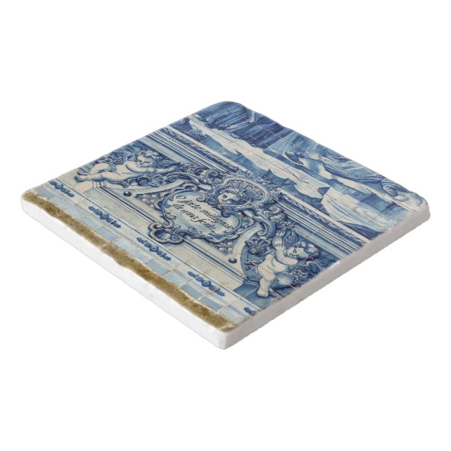 Blue Portuguese Tiles with two angels Trivet (Corner)