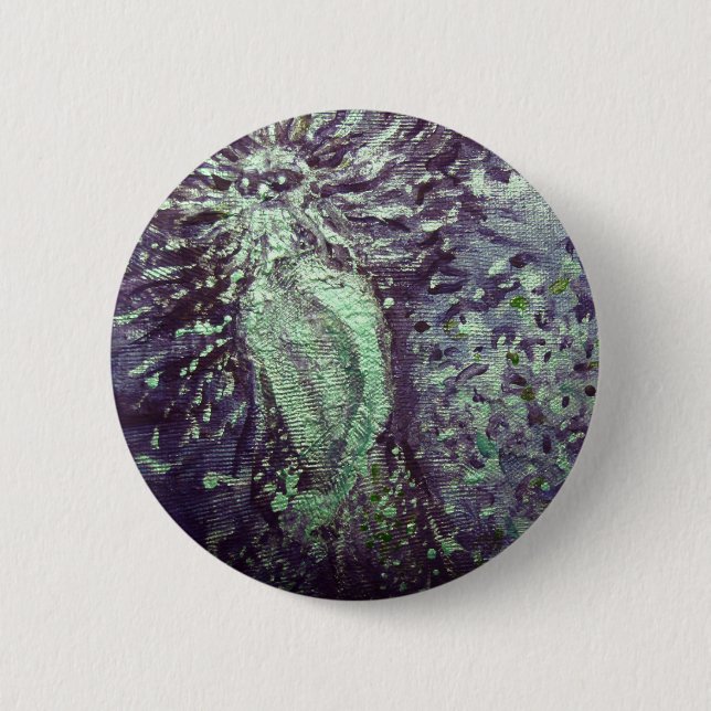 Blue Poseidon Greek God Surreal Painting Pinback Button (Front)