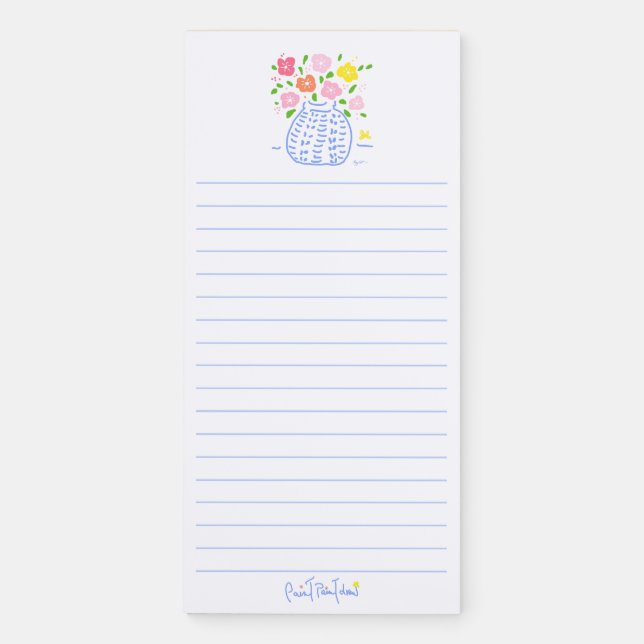 Blue Posy Magnetic Notepad (Front)