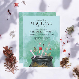 Blue Potions & Spells Witches Cauldron Halloween Invitation