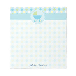 Blue Pram and Polka Dots Notepad