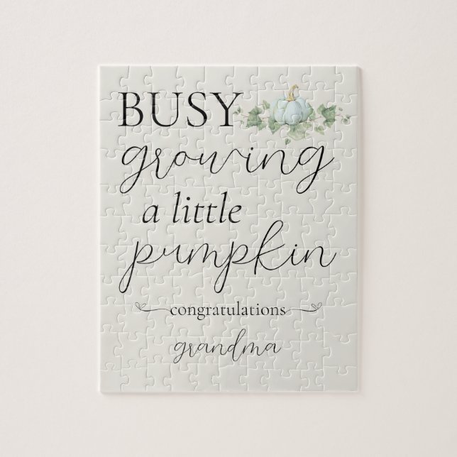 Blue Pregnancy Announcement Little Pumpkin Puzzle (Vertical)