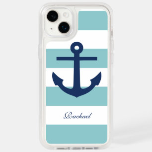 Blue Preppy Anchor and Stripes OtterBox iPhone 14 Plus Case