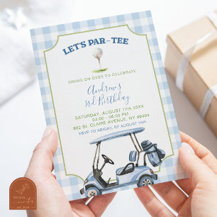 Blue Preppy Golf Any Age Birthday Par-Tee Invitation