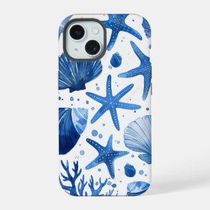 Blue Preppy Shells Starfish iPhone 15 Case