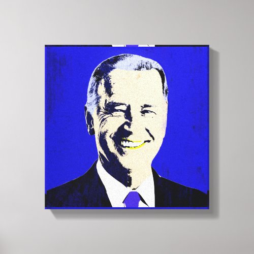 Blue President Biden Pop Art Canvas Print