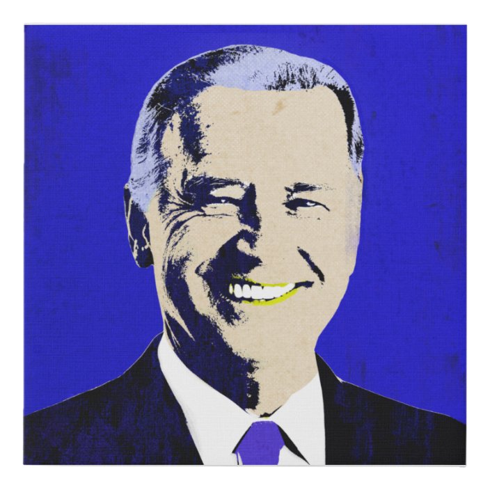 Blue President Biden Pop Art Faux Canvas Print | Zazzle.com
