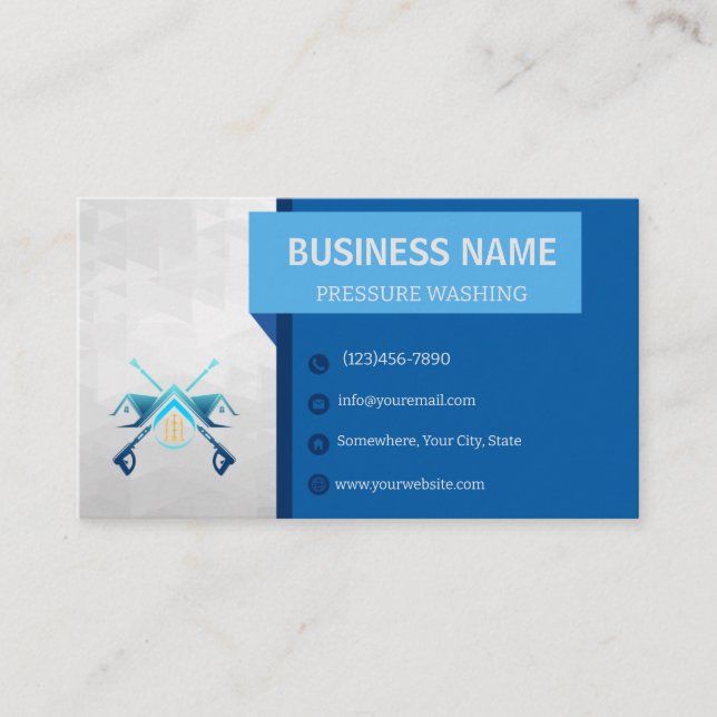 Blue Pressure Washing Business Cards (Front)