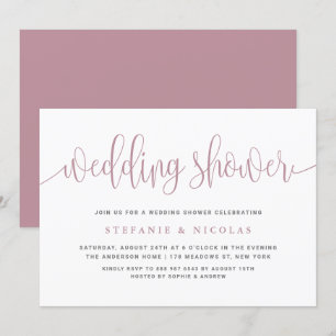 Blue Pretty Calligraphy Wedding Shower Invitation