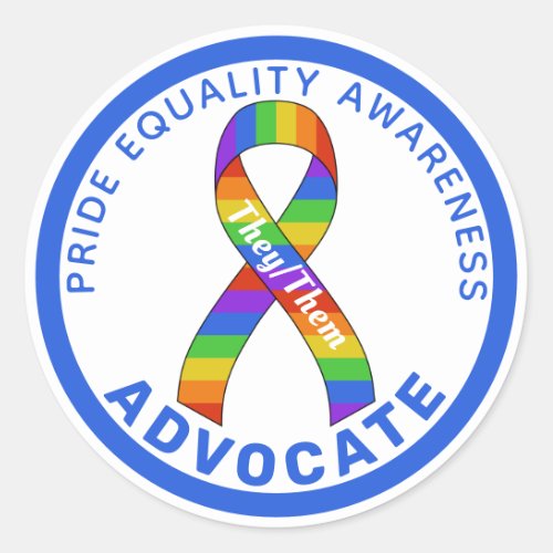 Blue Pride Equality Awareness White Round Sticker