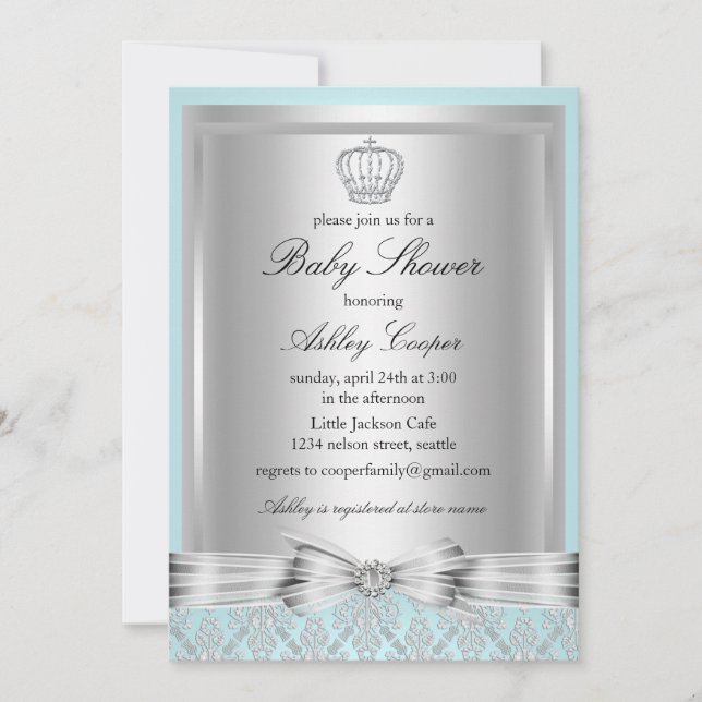Blue Prince Baby Shower Invitation (Front)
