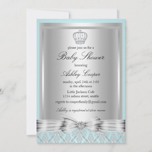 Blue Prince Baby Shower Invitation