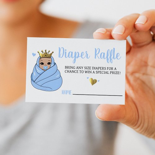 Blue Prince Boy Baby Shower Diaper Raffle Enclosure Card