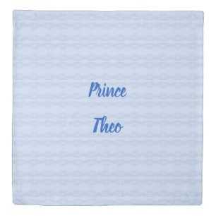 Blue Prince Crown Tiara Custom Name Kids Duvet Cover