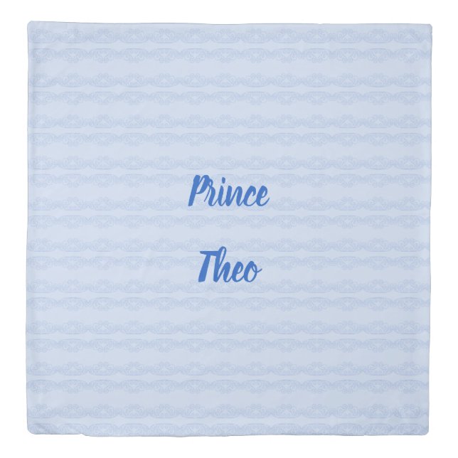 Blue Prince Crown Tiara Custom Name Kids Duvet Cover (Front)