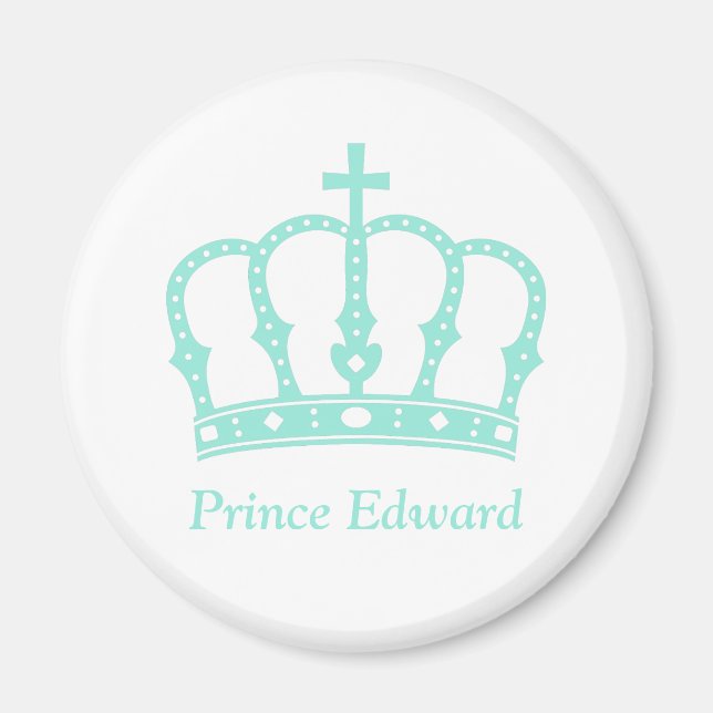 Blue Prince Crown with Jewels Personalized Magnet (Front)