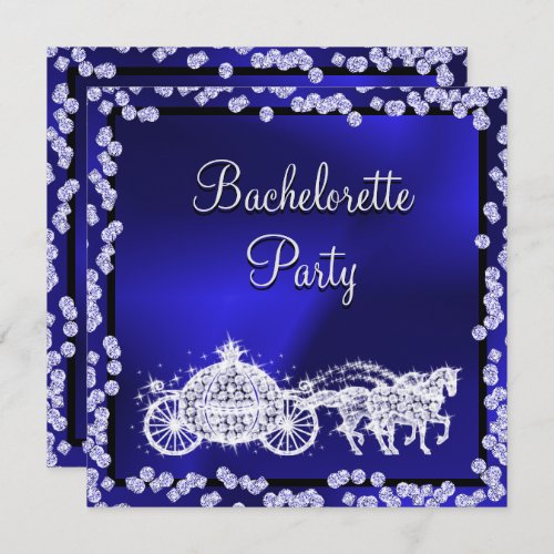 Blue Princess Coach  Horses Bachelorette Party Invitation