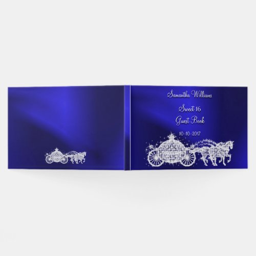 Blue Princess Coach  Horses Sweet 16 Guest Book