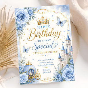 Blue Princess First Birthday Card