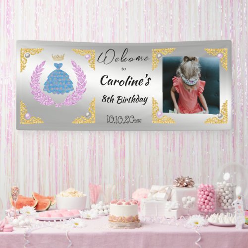 Blue Princess Gown Gold Crown  Photo Banner