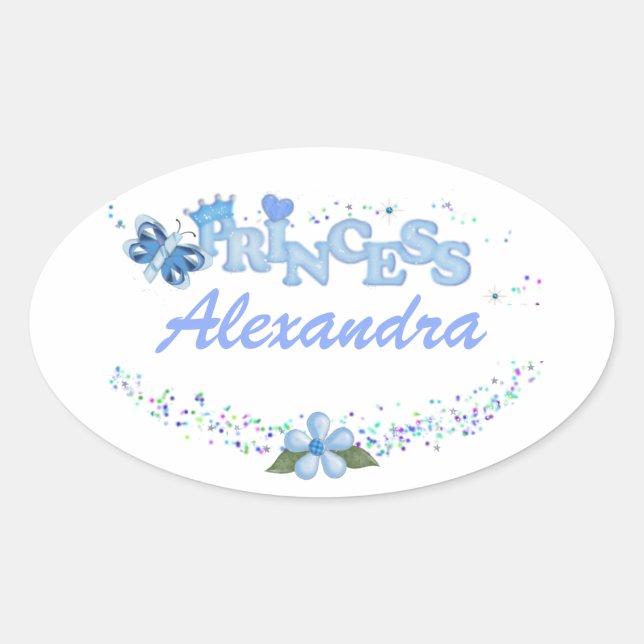 Blue Princess Oval Sticker (Front)