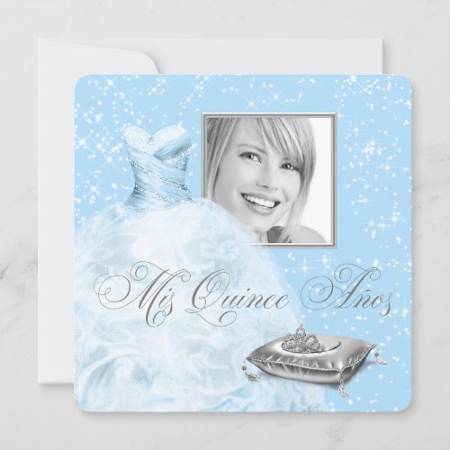 Blue Princess Photo Quinceanera Invitation