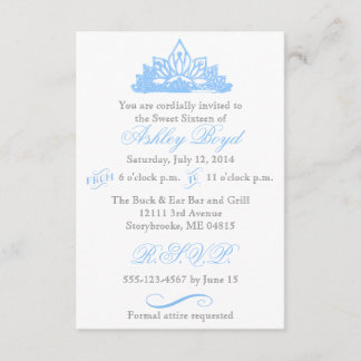 Blue Princess Sweet Sixteen Invitation