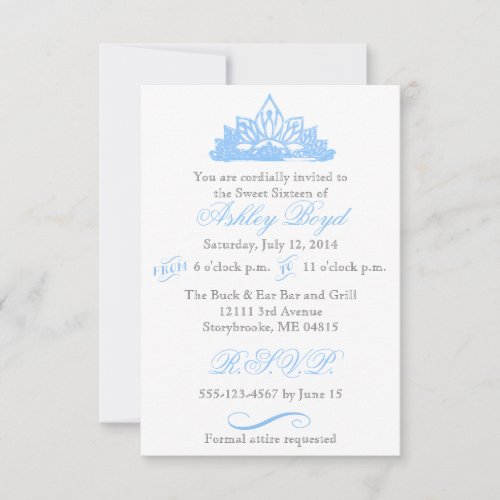 Blue Princess Sweet Sixteen Invitation