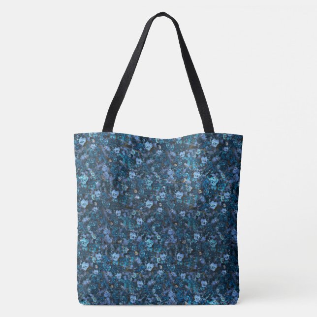 Blue print Pansies Tote Bag (Back)