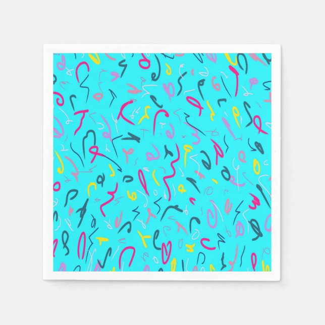 Blue Print with 90s Vibes  Napkins (Front)