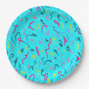 Blue Print with 90s Vibes  Paper Plates