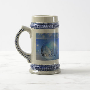 Blue Pristine Snowflakes Beer Stein