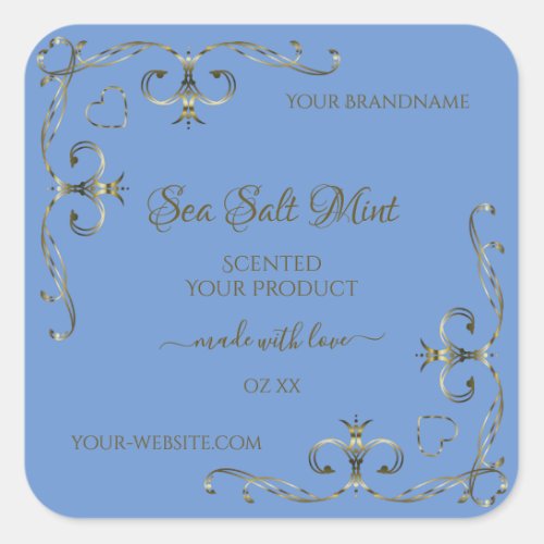 Blue Product Labels Decorative Scrollwork Border