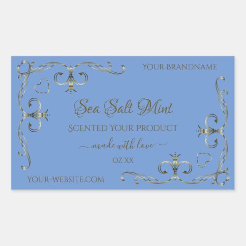 Blue Product Labels Decorative Scrollwork Border