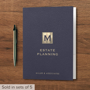 Blue Professional Gold Initial Logo Pocket Folder
