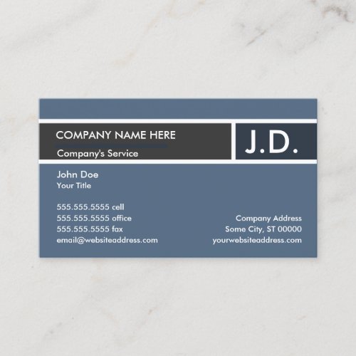 blue professional : initials business cards