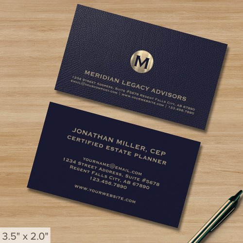 Blue Professional Luxury Initial Logo Business Card