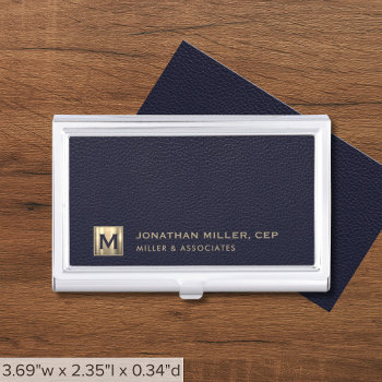 Blue Professional Luxury Initial Logo Business Card Case by kisasa_home at Zazzle