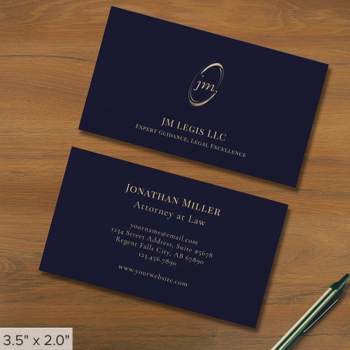 Blue Professional Luxury Initials Logo Business Card