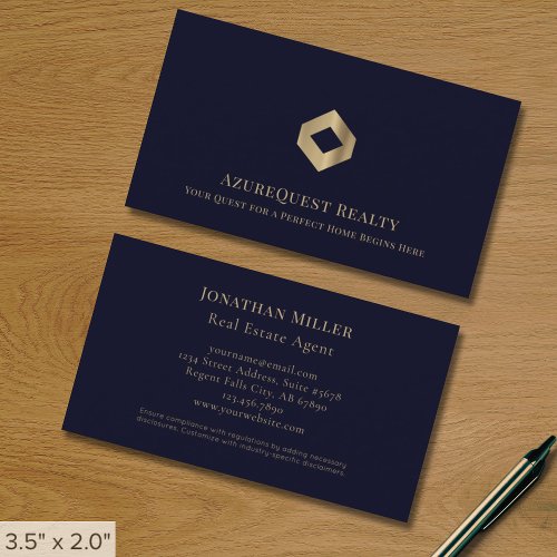 Blue Professional Luxury Logo Business Card