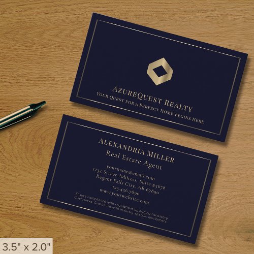 Blue Professional Luxury Logo Business Card