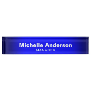 Blue Professional Manager Modern Plain Desk Name Plate